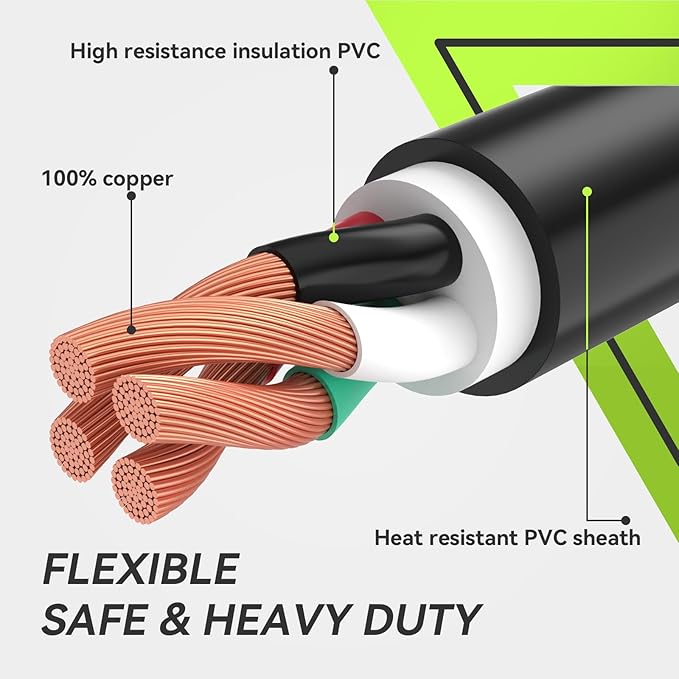 RVMATE 30 Amp Generator Cord 4 Prong 10 Feet NEMA L14-30P/L14-30R 125/250V Up to 7500W 10 Gauge SJTW Generator Extension Cord ETL Listed