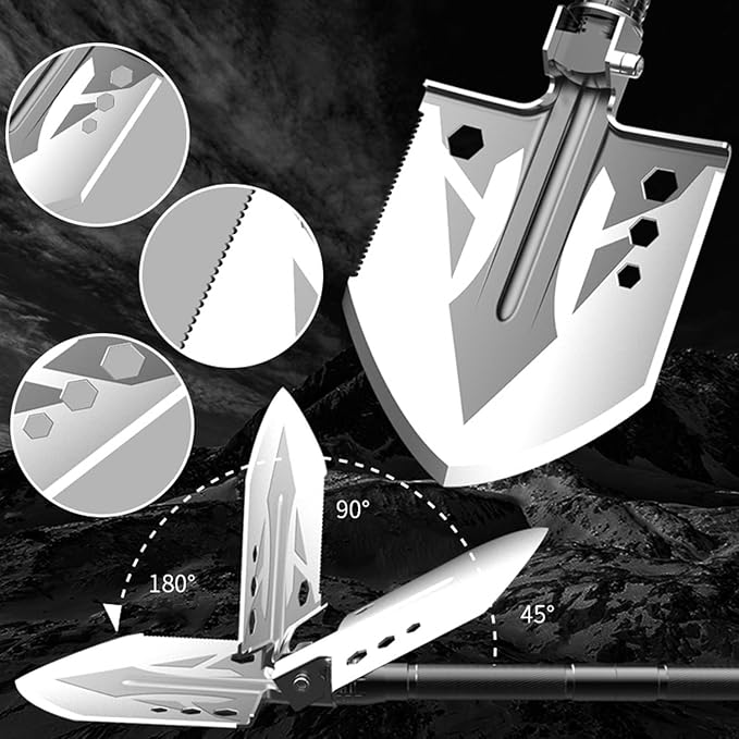aiGear Camping Shovel Axe Outdoor Tactical Shovel Survival Tool Set with Multi Tools for Camping Hiking Backpacking Men Survival Gear Emergency（CSA-4232）