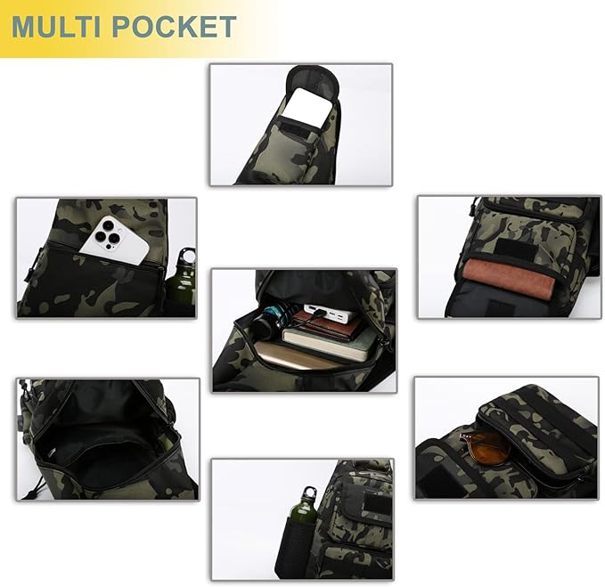 Tactical Shoulder Bag - 1000D Molle Military Backpack Outdoor Daypack Chest Pack (Darkblue)