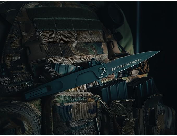 Extrema Ratio - BD4 Contractor (Black) Folding Knife Böhler N690 Steel Blade 58 HRC Black Burnished Finish Smooth Aluminum Handle Ergonomic Design Reversible Clip Italian Craftsmanship Durable