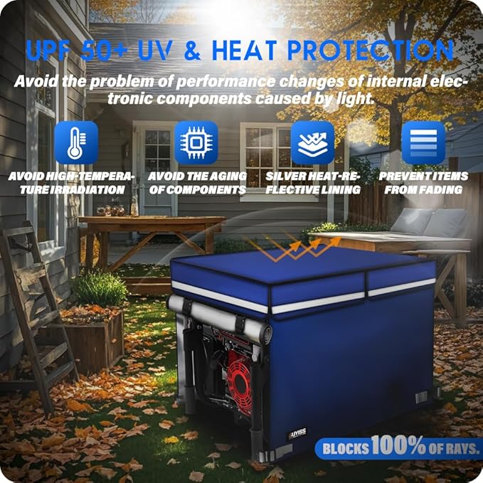 2025 Upgrade 900D+210D Heavy Duty Thicken Fabric. GUYISS Generator Covers While Running. 360° All-round Double-layer Protection. 30’’L×30’’W×27’’H. The Top can be Opened for Adding fuel. Blue.