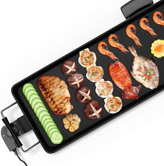 Costzon 35 Electric Griddle 2000W Nonstick Extra Large Griddle Long Table Top Grill w/5-Level Temp &amp Drip Tray Indoor Outdoor Cooking Plates Teppanyaki Grill for Pancake BBQ Camping Gatherin