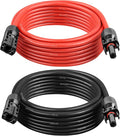 Solar Panel Extension Cable - 10AWG 15FT Solar Wire with Female &amp Male Waterproof Connector PV Wire for RV Photovoltaic Systems Home Boat Solar Panels Car(15 feet Red + 15 feet Black)