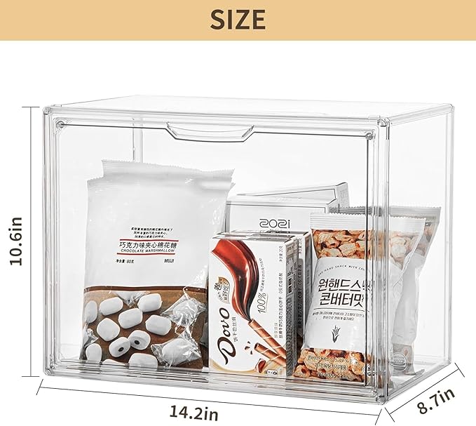 ZLLZUU Clear Storage Bins with Lids 2 Pack Acrylic Display Case with Magnetic Door for Cosmetic Collectibles Large Figures Models Stackable Acrylic Storage Box for Home Office Living Room Dorm