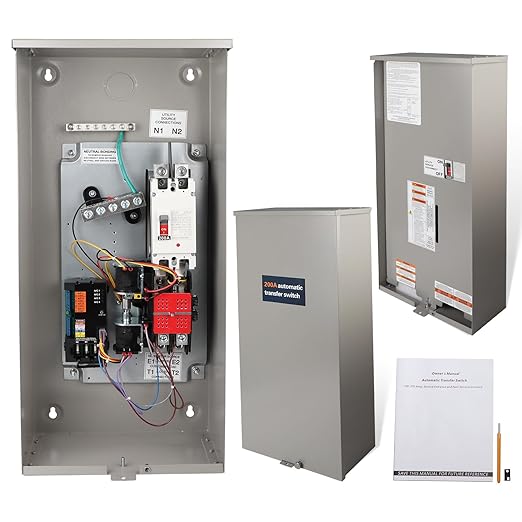 200 Amp Automatic Transfer Switch w/Power Management 120/240V Replacement for Generac RXSW200A3 for Indoor and Outdoor UseSingle Phase Transfer Switch NEMA 3R Aluminum Enclosure