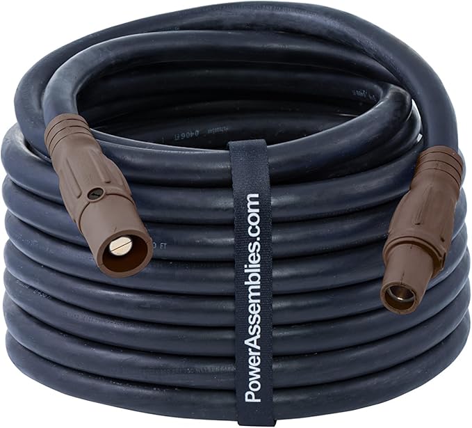 2/0 AWG Brown Type W Generator Power Cable Rated for 300 Amps Male/Female Series 16 Camlocks 25 Foot Cord