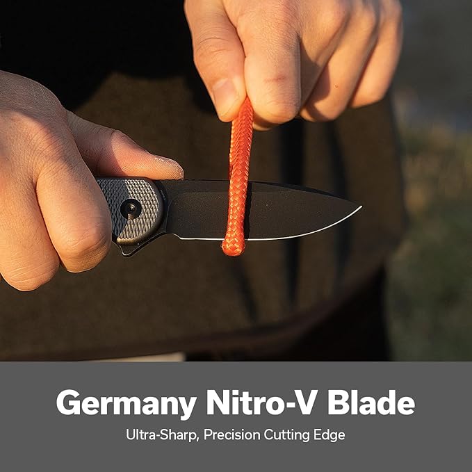 CIVIVI Elementum II Pocket Folding Knife 2.96 Nitro-V Steel Blade Aluminum Handle Knife with Deep Carry Pocket Clip for EDC Camping Hiking Hunting C18062PD-1 Gray