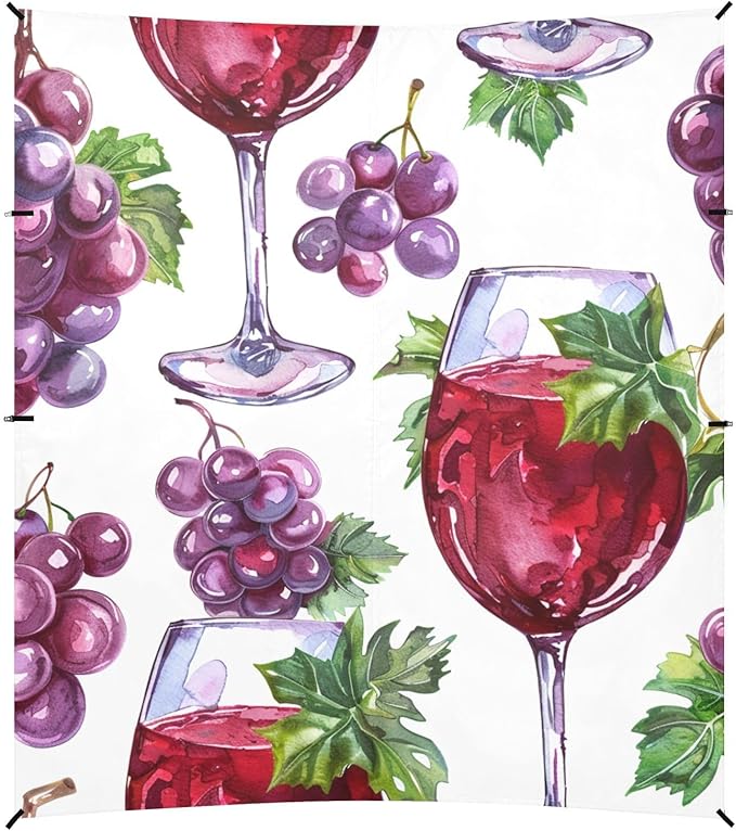 ALAZA Red Wine Glass Grape Seamlss Beach Tent Sun Shelter Portable Canopy Sunshade for Outdoor Camping Picnics Backyard Fun 10x9 ft