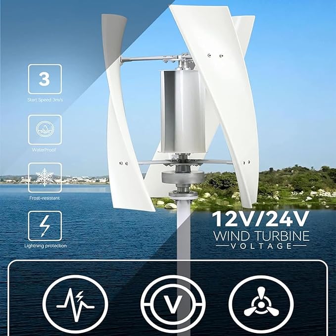 5000W Noiseless Magnetic Vertical Wind Turbine 3 Blades with Charge Controller 12V 24V Vertical Wind Generator for Garden24V
