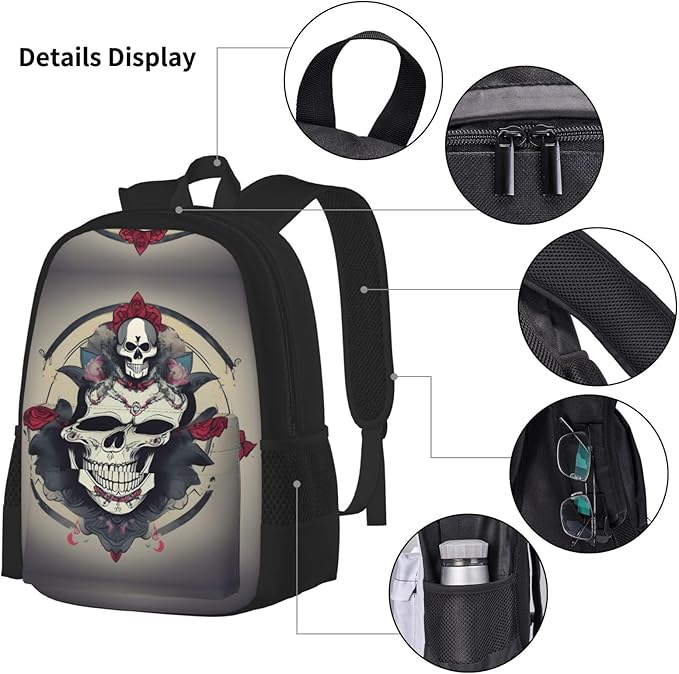 3pcs Backpack Sets Skull Yoga Printed Backpacks Set With Lunch Bag Pencil Pouch