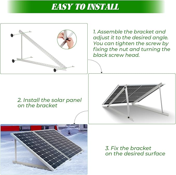 45inch Solar Panel Mounting Brackets 4 Sets Solar Panel Mounting Kit for 100-400 Watts Solar Panel 0 to 90° Adjustable Solar Panel Mounting Rails Lightweight Aluminum Solar Panel Stand