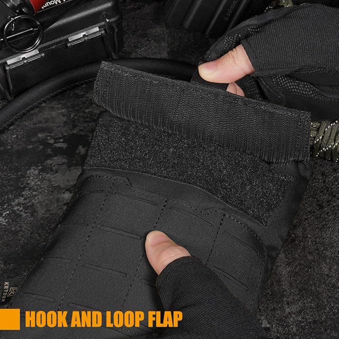 KRYDEX Tactical Molle Hydration Pouch with1.5L Inner Bladder - Low Profile Water Reservoir Bag for Molle Vest Backpack for Cycling Hiking Climbing Hunting