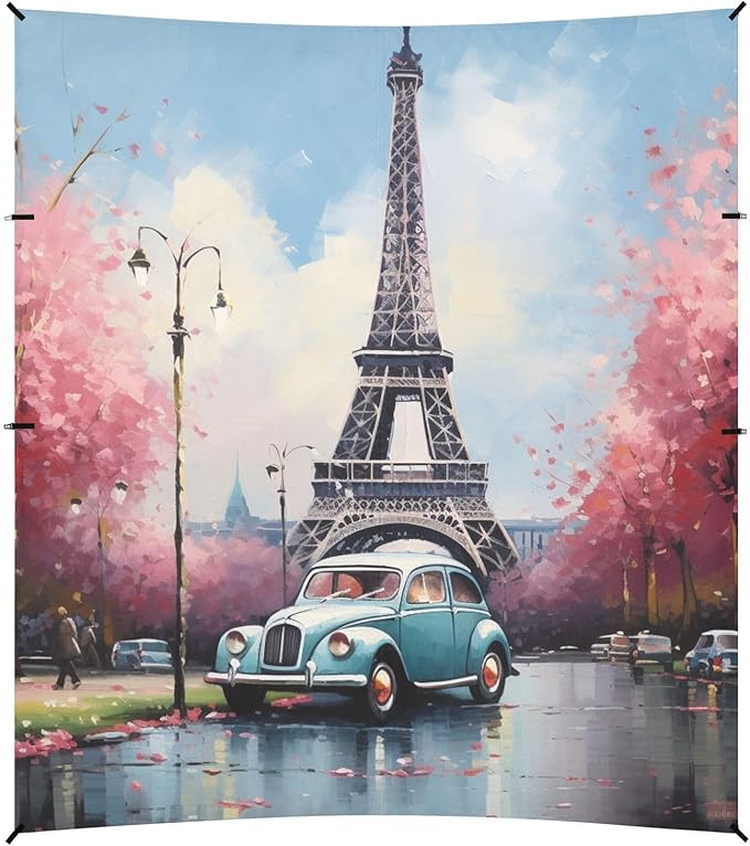 ALAZA Love Paris Eiffel Tower Car Beach Tent Sun Shelter Portable Canopy Sunshade for Outdoor Camping Picnics Backyard Fun 10x9 ft
