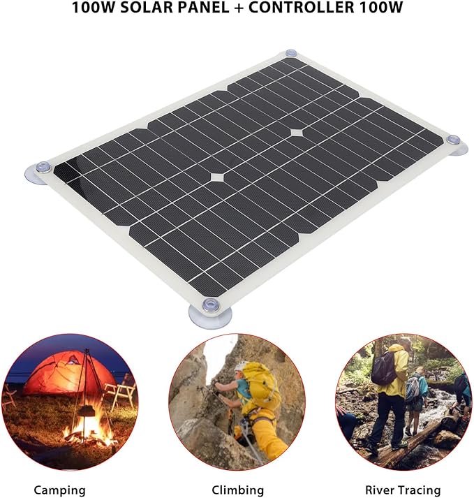 100W 18V Solar Battery Trickle Charger Maintainer Portable USB Controller Monocrystalline Panel Charging Kit Solar Panel Trickle Charging Kit for Car Automotive
