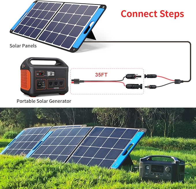 ELFCULB 10AWG 35FT Solar Panel Cable to Anderson Connector 2 6 10 20 35 50FT Solar Extension Cable for Portable Power Station Solar Generator Battery Pack(35FT)