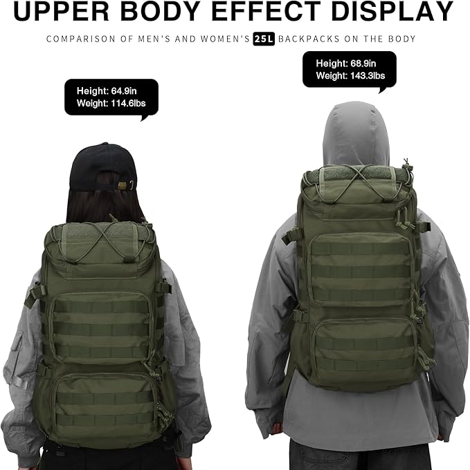 Mardingtop Tactical Backpacks Molle Hiking daypacks for Motorcycle Camping Hiking Military Traveling25L Backpack