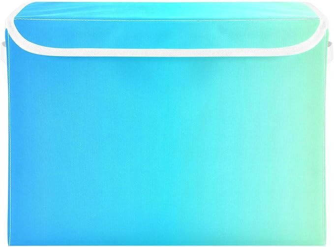 Blue Gradient Storage Bin with Lid Collapsible Storage Organizer Closet Organizers and Storage for Office Supplies Home