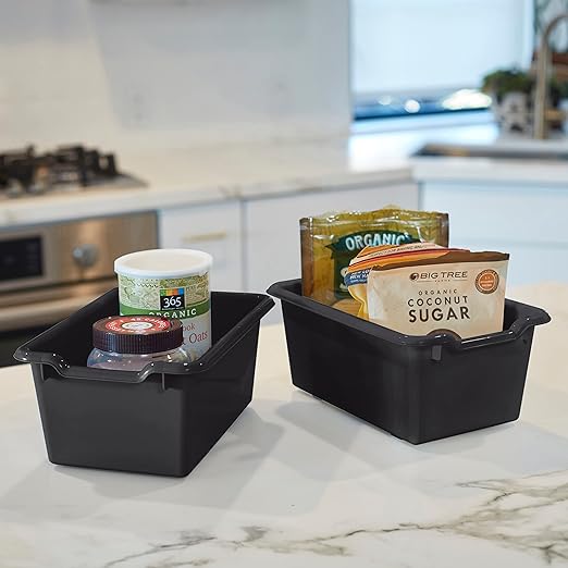 ECR4Kids Scoop Front Storage Bins Multipurpose Organization Black 10-Piece