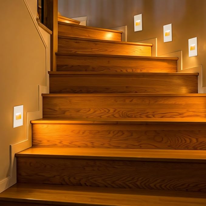 FTL Outdoor Step Lights LED Stair Lights Indoor 120V Dimmable 3CCT Color Changing 3000K/4000K/5000K Deck Stair Lights 3.5W 150LM Waterproof Vertical White Light for Steps Aluminum 6-Pack