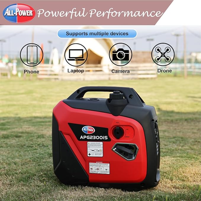 ALL-Power 2000W Peak Power Inverter Generator 18kg Lightweight Rating 1800W Portable Power Station for Home Emergency Backup Camping Small Appliances (Model: 2002001)