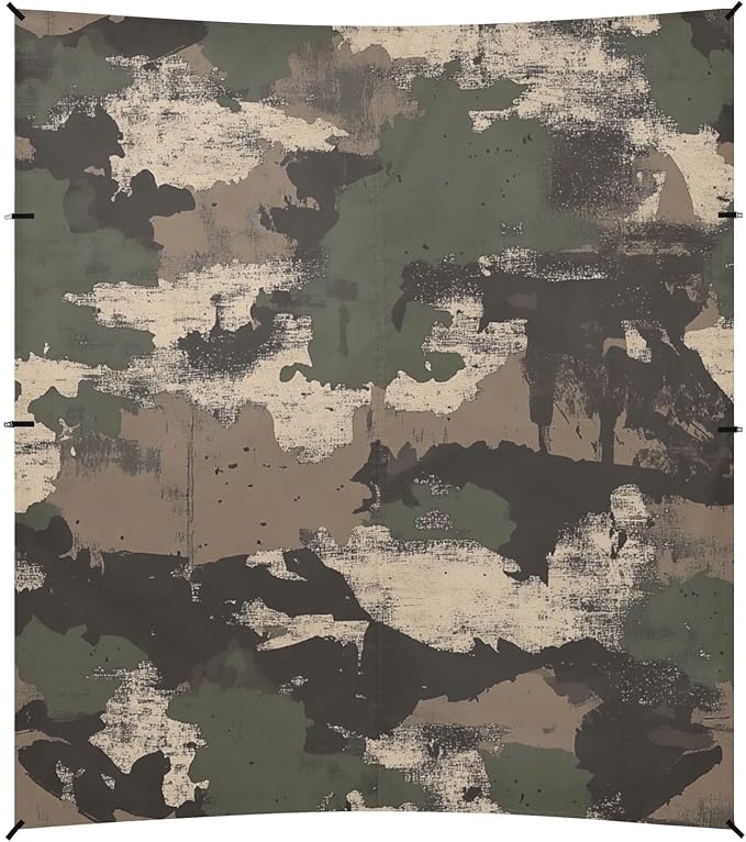 Camouflage with Grunge Elements_1 Beach Cabana UPF50+ Waterproof Portable Sun Shelter Includes Sand Shovel Sandbags Stability Poles for Camping Picnics Backyard