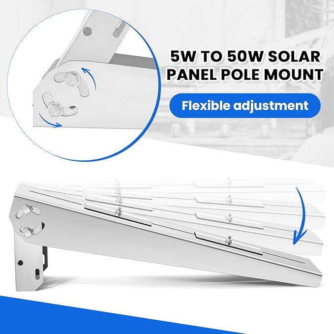 Yaocom 2 Pack Solar Panel Pole Mount Kit Universal Angle Adjustable Solar Panel Brackets Single Arm Pole from 5w to 50w