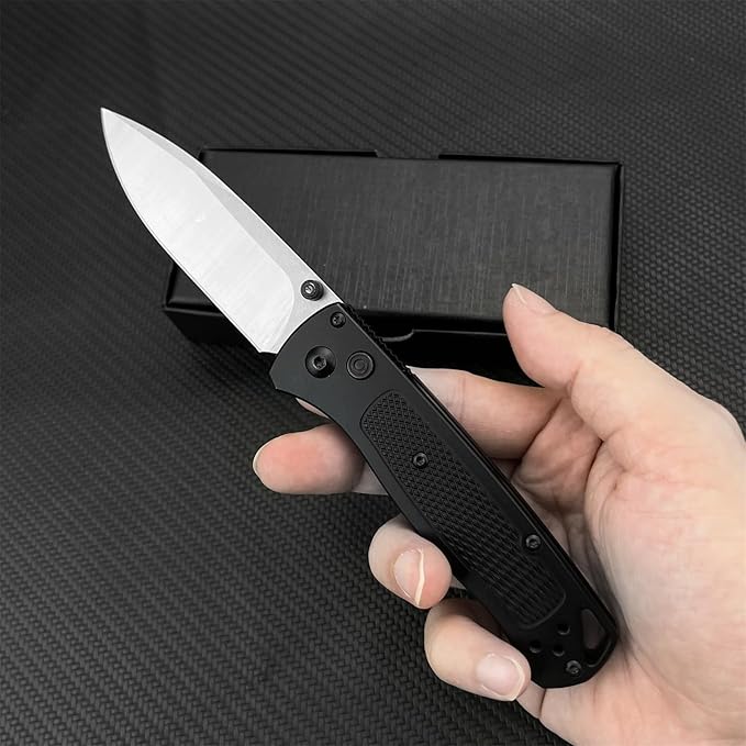HUAAO EDC Pocket Knife 3.19-inch D2 Steel Blade Lightweight Black Aluminum Handle with Thumb Post Unisex Portable Folding Knife Suitable for Outdoor Camping and Everyday Use
