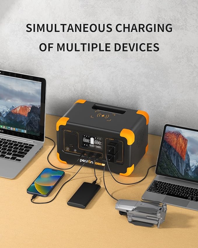 pecron Portable Power Station E300LFP 288Wh Solar Generator 2 Up to 600W AC Outlets Generator LiFePO4 Battery Fast Charging Power Station for Home Use RV Camping(Solar Panel Optional)