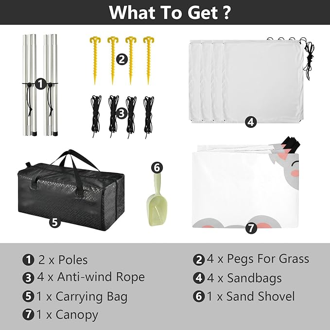 Beach Canopy with Windproof Ropes &amp Sandbags Beach Tent Sun Shade Sun Shelter for Camping Trips Fishing Backyard Fun or Picnics Koala
