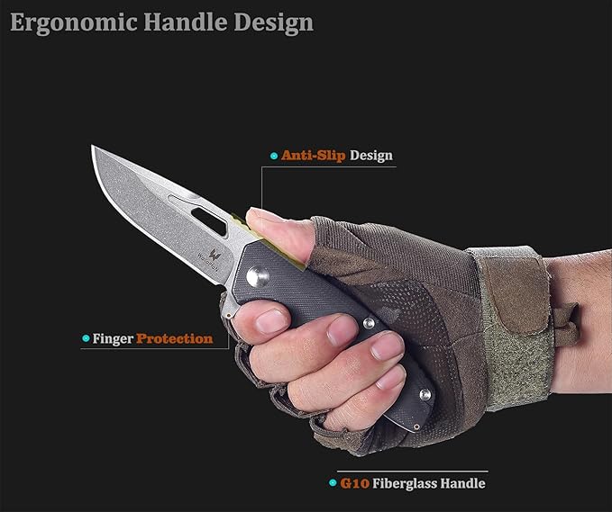 Tactical Folding Knife - CPM S35VN Steel G10 Handle - Plump Linear Blade Design - Great for Outdoor Survival Camping Hunting Ideal Gifts for Men. Eagleye Series