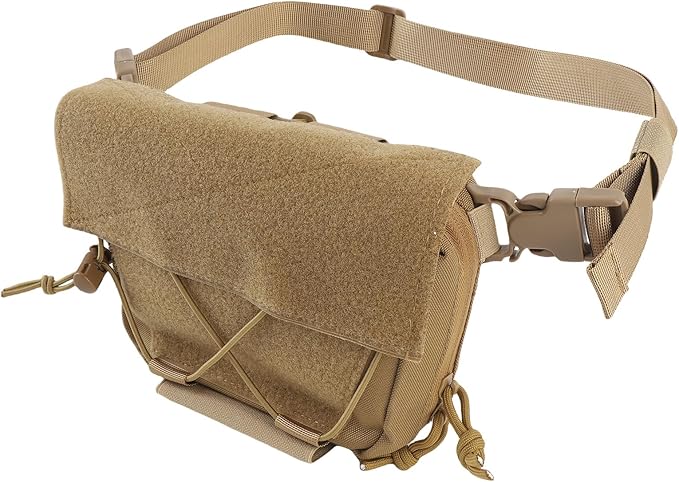 Hiking Fanny Pack Drop Pouch Oxford Cloth Sub Abdominal Carrying Kit Bag Utility Tool Pouch Fanny Pack for Chest Rig Vest (Khaki)