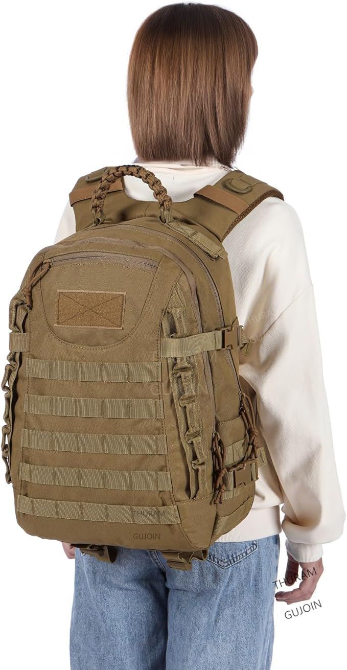 38L Nylon Waterproof Trekking Fishing Hunting Bag Backpack Outdoor Military Rucksacks Tactical Sports Camping Hiking (Khaki)