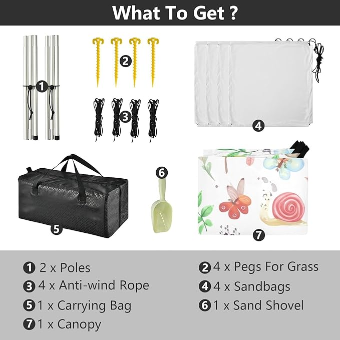 Beach Canopy with Windproof Ropes &amp Sandbags Beach Tent Sun Shade Sun Shelter for Camping Trips Fishing Backyard Fun or Picnics Natural
