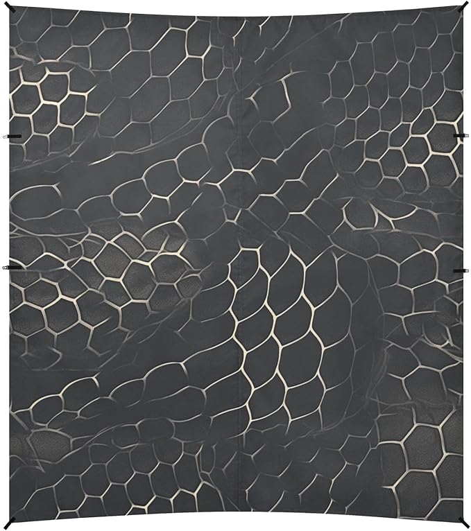 Snake Skin Print Style on The Backgroud of Darkgray Beach Cabana Tent UPF50+ Protection Easy Setup Large Portable Sun Shelter Includes Sand Shovel Sandbags Stability Poles for Camping