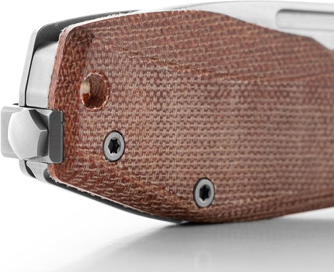 LionSTEEL NANO Titanium Frame Lock Folding Pocket Knife Magnacut Steel Blade Solid Handle Construction Drop Point Made in Italy (Natural Micarta)