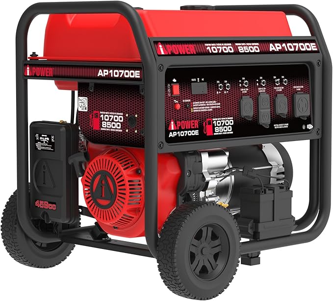 A-iPower 10700-Watt Electric Start Portable Generator Gas Powered Heavy Duty Generator with 459cc OHV Engine for Home Use Jobsite Emergency Power Outages (AP10700E)