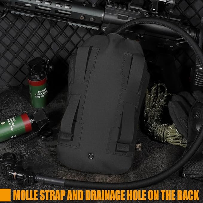 KRYDEX Tactical Molle Hydration Pouch with1.5L Inner Bladder - Low Profile Water Reservoir Bag for Molle Vest Backpack for Cycling Hiking Climbing Hunting