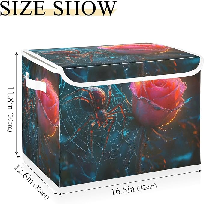 AIXIWAWA Lidded Storage Cube (Gothic Valentine) Fabric Foldable Closet Bins with Flip Lid and Handles Organizer Basket Container 16.5 x 12.6 x 11.8 IN