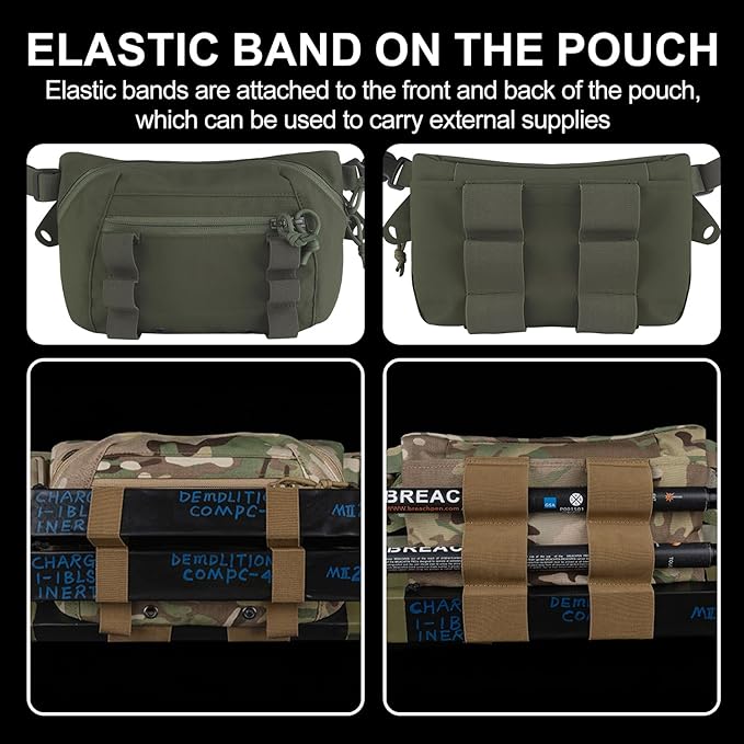 Zhongren Tactical Drop Waist Pouch Adjustable Waist Belt Bag Molle Tool Pouch with Hook and Loop for Tactical Vest Chest Rig (Green)