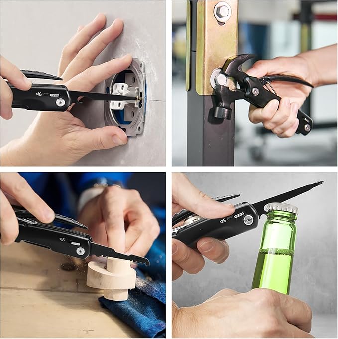 BIIB Gifts for Men 13 in 1 Hammer Multitool Camping Accessories Mens Gifts for Dad Him Boyfriend Anniversary Birthday Gifts for Men Who Have Everything Camping Survival Gear Cool Gadgets