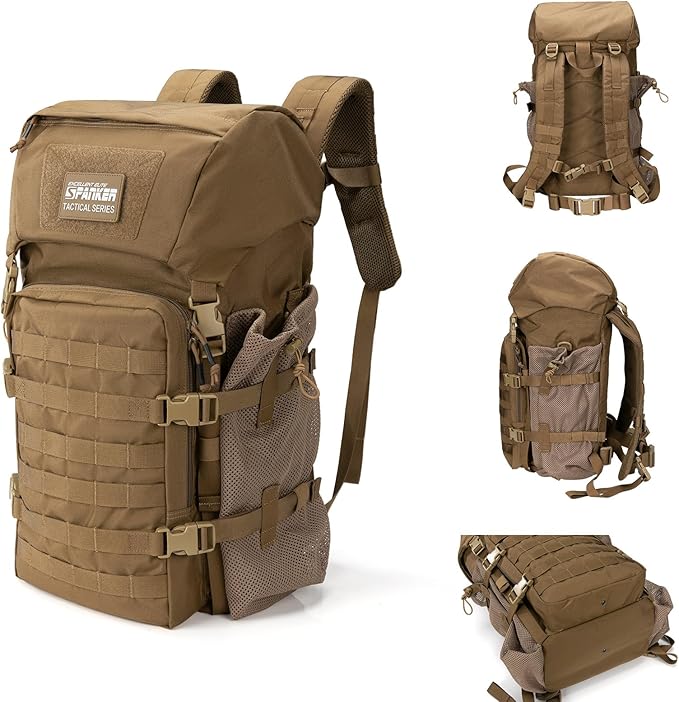 EXCELLENT ELITE SPANKER 40L Camping Hiking Backpack for Men and Women Tactical Military Backpack Large Rucksack Assault Pack Bag for Outdoor Camping HikingTravel Backpacking(Coyote Brown)