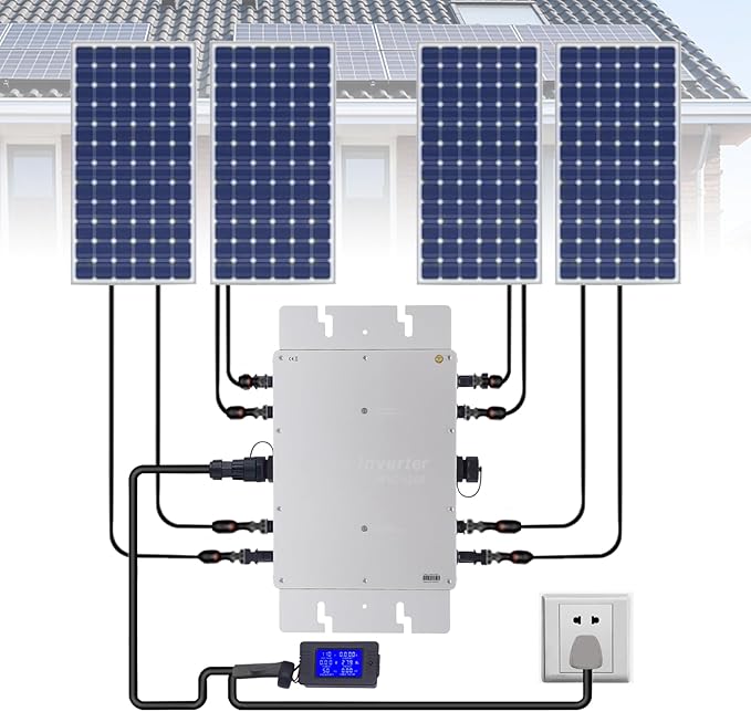 Micro Inverter Grid Tie 1200W MPPT Pure Sine Wave IP65 Waterproof Solar Inverter with Self-Cooling 110V AC Output for Home &amp Commercial Use