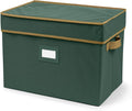 Covermates Keepsakes Storage Box Heavy Duty Polyester Organizer Bin Stackable Design Reinforced Handles ID Window Closet Garage Home Storage Green