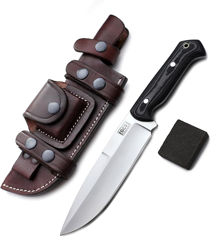 GCS Custom Handmade Black And White Handle D2 Tool Steel Buffalo Hide Sheath GCS 148