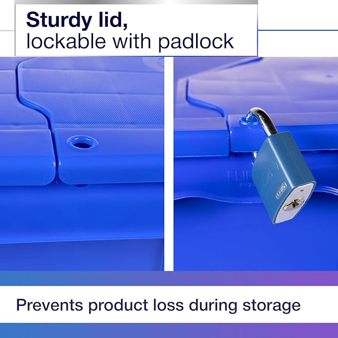 IDL Packaging 14-Gallon Industrial Plastic Tote with Hinged Lids Blue Pack of 1 - Heavy-Duty Large 22L x 15W x 12H Container for Warehouses Garages and Home Storage