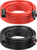 Solar Panel Extension Cable - 10AWG 25FT Solar Wire with Female &amp Male Waterproof Connector PV Wire for RV Photovoltaic Systems Home Boat Solar Panels Car(25 feet Red + 25 feet Black)