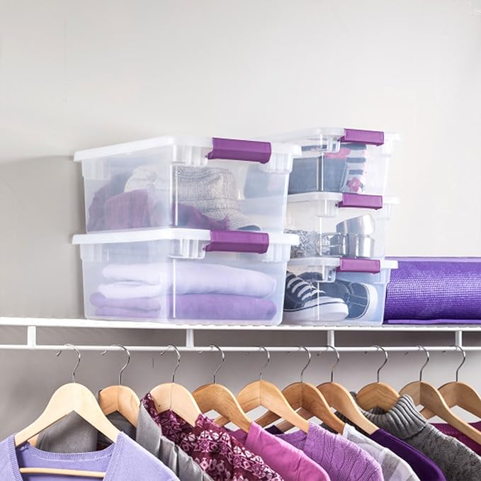 Sterilite 48-Pack ClearView Latch Box Stackable Storage Organizer Bins for Home 6 Quart