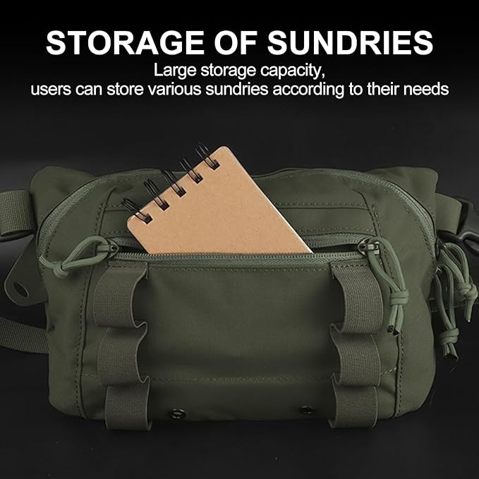 Zhongren Tactical Drop Waist Pouch Adjustable Waist Belt Bag Molle Tool Pouch with Hook and Loop for Tactical Vest Chest Rig (Green)
