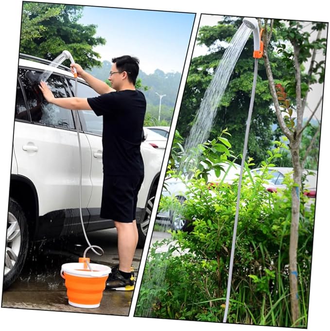 Abaodam 1Set Shower with Lighting for Camping Rechargeable Outdoor Shower for Travel and Pet Cleaning Compact and Easy to Carry Orange