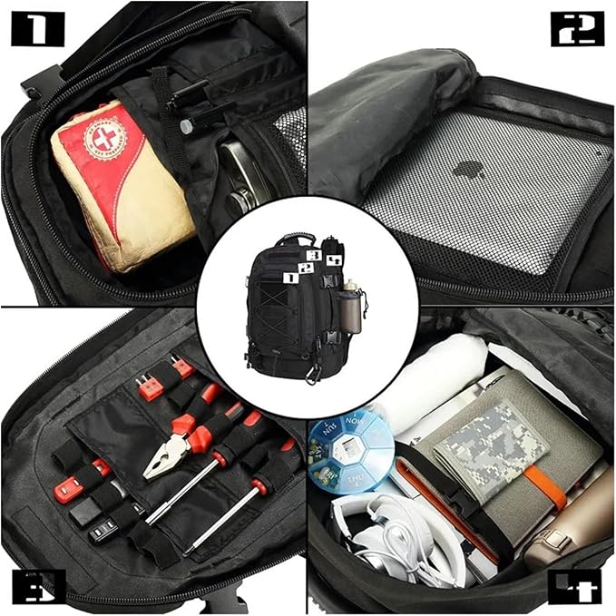 65L Large Capacity Outdoor Tactical Backpack Waterproof Climbing Travel Camping Hiking bag(Black)